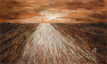 Картина под названием "Endless Road" - Vladimir Volosov, Подлинное произведение искусства, Масло Установлен на Деревянная ра…