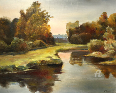 Peinture intitulée "Near the Lake" par Vladimir Volosov, Œuvre d'art originale, Huile Monté sur Châssis en bois