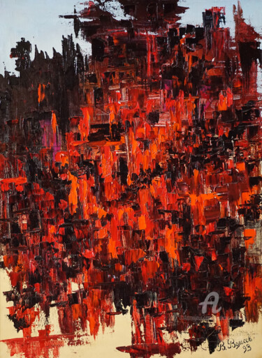 Peinture intitulée "Black and Red" par Vladimir Volosov, Œuvre d'art originale, Huile Monté sur Châssis en bois