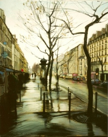 Картина под названием "Paris.Boulevard du…" - Vladimirs Ilibajevs, Подлинное произведение искусства, Масло