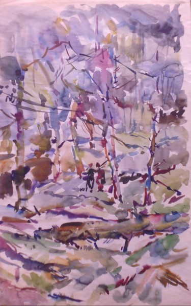 Картина под названием "In the forest."В ле…" - Владимир Трутко, Подлинное произведение искусства, Акварель
