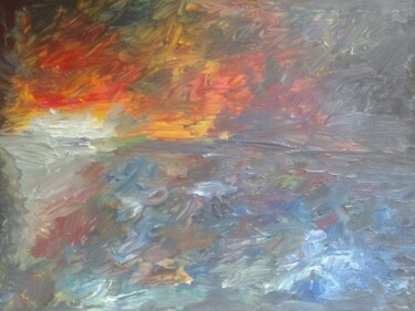 Pintura intitulada "Закат на море" por Vladislav Demidov, Obras de arte originais, Óleo