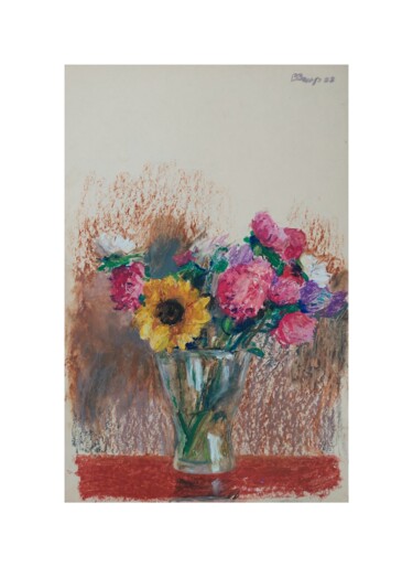 Картина под названием ""Flowers in a vase"" - Vladislav Zdor, Подлинное произведение искусства, Пастель