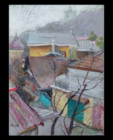Картина под названием ""Roofs of the Podil"" - Vladislav Zdor, Подлинное произведение искусства, Пастель