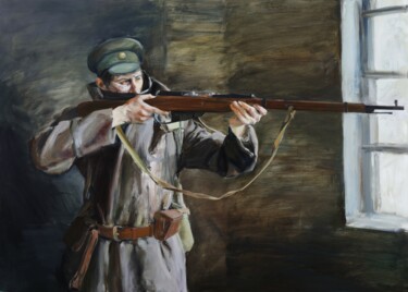 Peinture intitulée ""Soldier UPR"" par Vladislav Zdor, Œuvre d'art originale, Huile