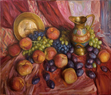 Pintura titulada "Персики и виноград" por Vladlen Gilgur, Obra de arte original, Oleo