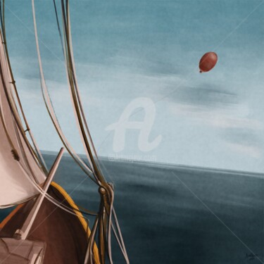 Digital Arts με τίτλο "Red balloon in a ch…" από Vladlena Dudchak, Αυθεντικά έργα τέχνης, Ψηφιακή ζωγραφική