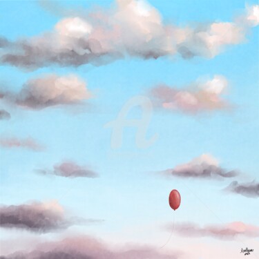 Digital Arts titled "Red balloon in a ch…" by Vladlena Dudchak, Original Artwork, Digital Painting