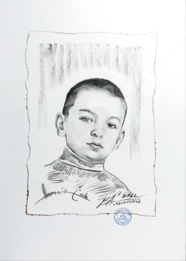 Drawing titled "Charcoal portrait" by Vladomír Čech / Vladomir Czech, Original Artwork, Charcoal