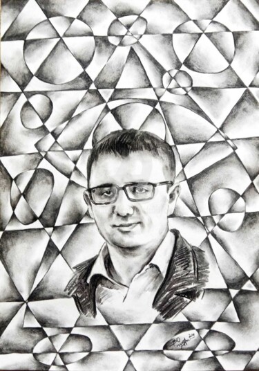Dibujo titulada "Portrait 010" por Vladomir Czech, Obra de arte original, Carbón