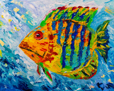 Schilderij getiteld "Egypt fish" door Vladyslav Durniev, Origineel Kunstwerk, Olie Gemonteerd op Karton