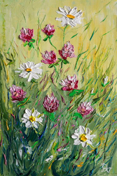 Painting titled "Wild flowers 2" by Vladyslav Durniev, Original Artwork, Oil Mounted on Cardboard