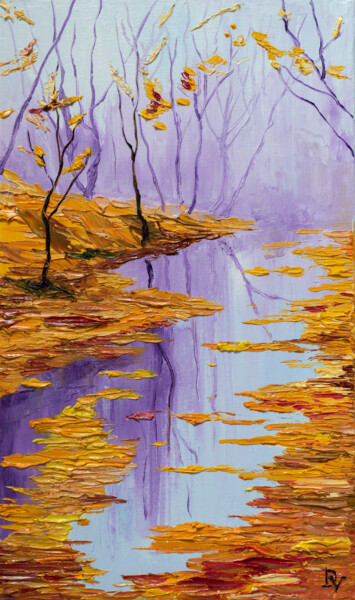 Картина под названием "Autumn fog" - Vladyslav Durniev, Подлинное произведение искусства, Масло Установлен на Деревянная рам…