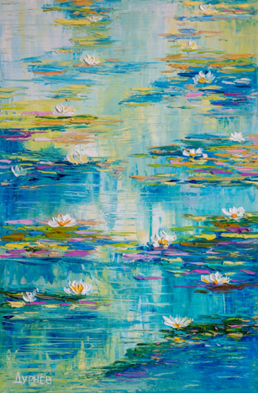 Peinture intitulée "Blue pond" par Vladyslav Durniev, Œuvre d'art originale, Huile Monté sur Châssis en bois