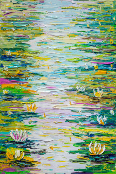 Peinture intitulée "Green pond" par Vladyslav Durniev, Œuvre d'art originale, Huile Monté sur Châssis en bois