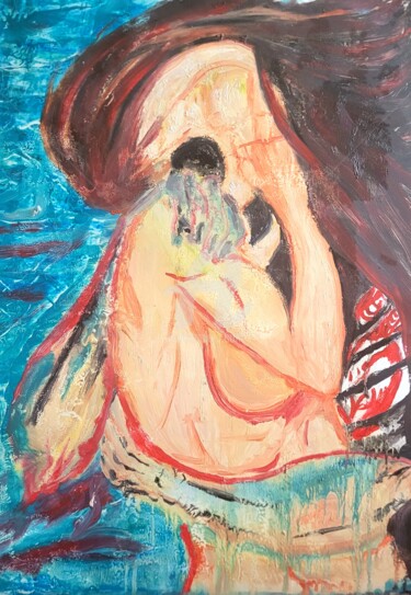 Zeichnungen mit dem Titel "The last hugs" von Vladyslav Savchenko, Original-Kunstwerk, Öl