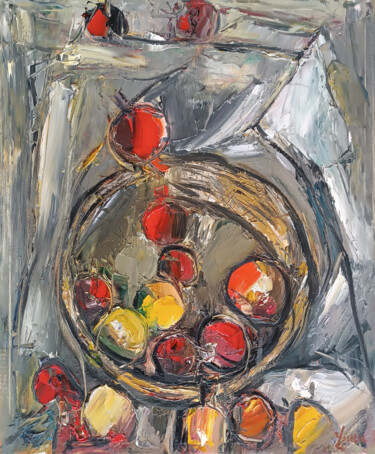 Ζωγραφική με τίτλο "Pomegranate Harvest" από Vlas Ayvazyan, Αυθεντικά έργα τέχνης, Λάδι Τοποθετήθηκε στο Ξύλινο φορείο σκελε…