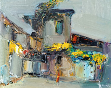 Картина под названием "Old Rural Corner" - Vlas Ayvazyan, Подлинное произведение искусства, Масло Установлен на Деревянная р…