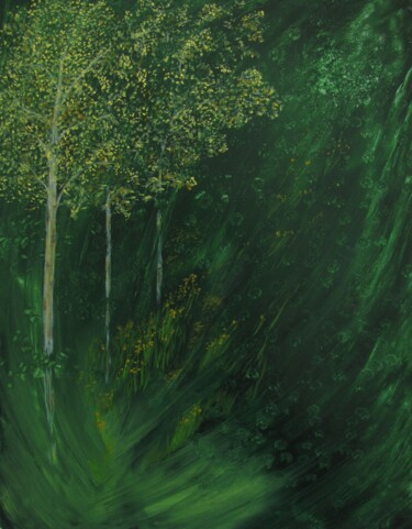 Peinture intitulée "L'entrée de la forê…" par Véronique Lenfant, Œuvre d'art originale, Huile