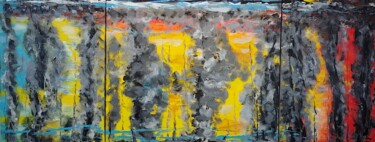 Картина под названием "Smoke in the sky" - Voin, Подлинное произведение искусства, Акрил Установлен на Деревянная рама для н…