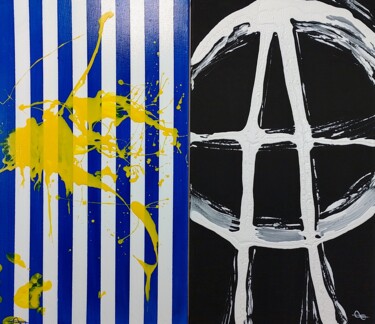 Schilderij getiteld "Ukraine today" door Voin, Origineel Kunstwerk, Acryl Gemonteerd op Frame voor houten brancard