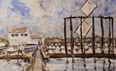 Painting titled "Salt under the sun" by Vojko Anzeljc, Original Artwork, Watercolor