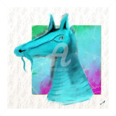Digital Arts titled "Horse" by Tezkanart, Original Artwork, Digital Painting