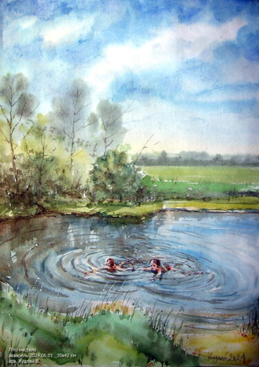 Painting titled "Літо настало" by Volodimir Kudlai, Original Artwork, Watercolor