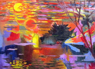 Pintura intitulada "прекрасный вечер-002" por Vladimir Cheremnykh, Obras de arte originais, Óleo