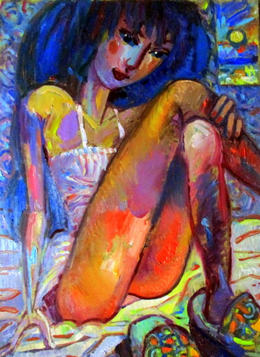 Painting titled "=грусть девочки-дом…" by Vladimir Cheremnykh, Original Artwork, Oil