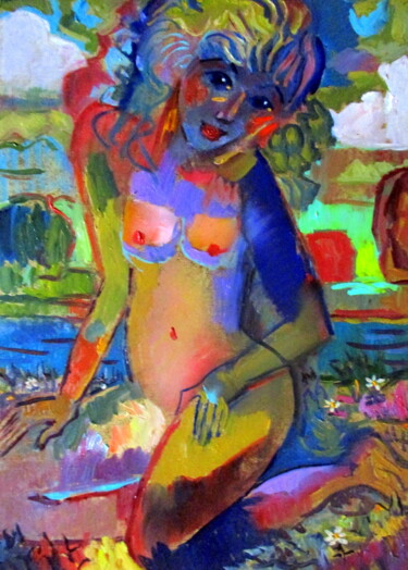 Painting titled "=сказка на берегу=" by Vladimir Cheremnykh, Original Artwork, Oil