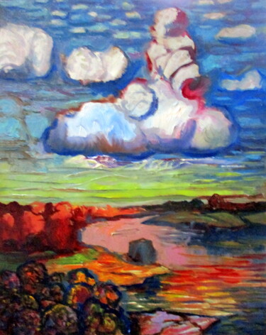 「-пейзаж с облаком=…」というタイトルの絵画 Владимир Черемныхによって, オリジナルのアートワーク, オイル