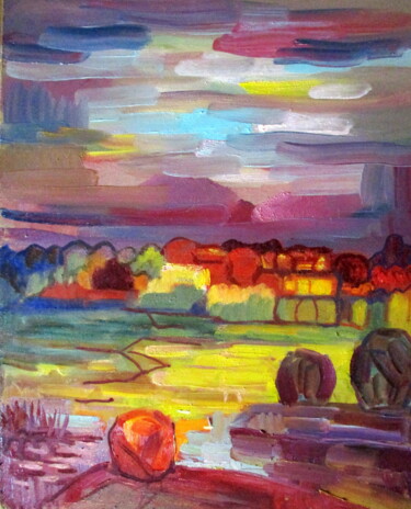 Painting titled "=пейзаж-нет названи…" by Vladimir Cheremnykh, Original Artwork, Oil