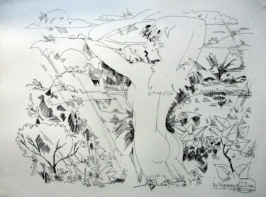 Картина под названием "=без  названия=0031" - Владимир Черемных, Подлинное произведение искусства, Шариковая ручка