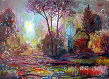 Painting titled "=в лесу-003=" by Vladimir Cheremnykh, Original Artwork, Oil