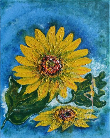 Schilderij getiteld "33, Gerbera, series…" door Volodymyr Chukhas, Origineel Kunstwerk, Olie