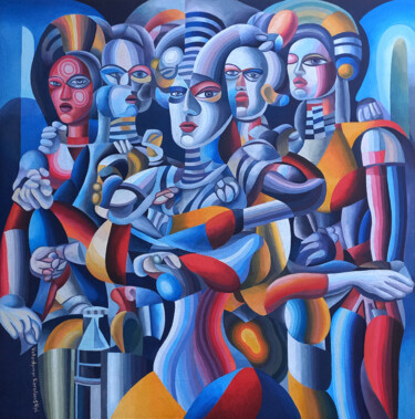 Painting titled "Oldschool party peo…" by Volodymyr Korolievskyi, Original Artwork, Acrylic