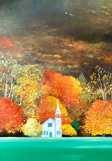 Painting titled "Colourful autumn" by Volodymyr Smoliak, Original Artwork, Oil