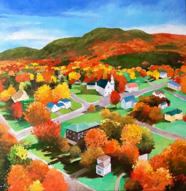 Painting titled "Fall in Vermont" by Volodymyr Smoliak, Original Artwork, Oil