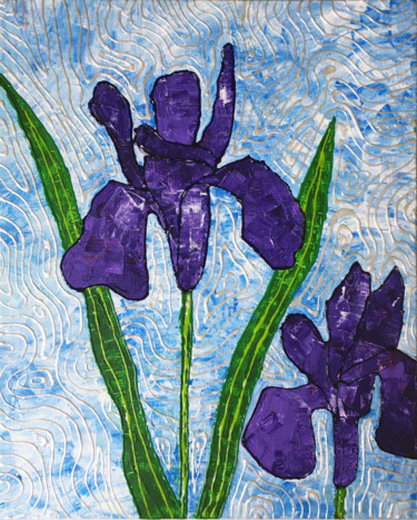 Painting titled "IRISES" by Voskresenskaya, Original Artwork, Acrylic