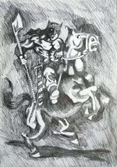 Drawing titled "Darkness" by Rade Vranjkovic, Original Artwork, Pencil