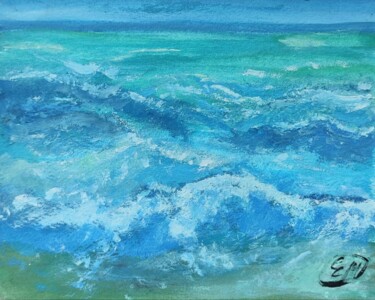 Painting titled "Turquoise sea" by Vselena, Original Artwork, Gouache