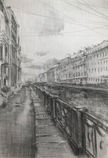 Dessin intitulée "Drawing art City an…" par Vsevolod Chistiakov, Œuvre d'art originale, Crayon