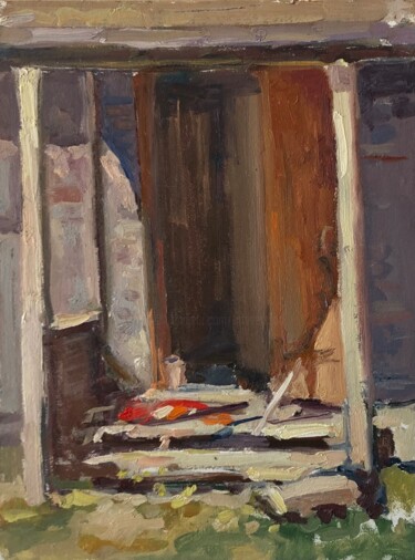 Schilderij getiteld "Old house Open door…" door Vsevolod Chistiakov, Origineel Kunstwerk, Olie