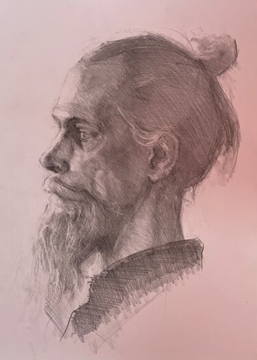 Рисунок под названием "Portrait of a man p…" - Vsevolod Chistiakov, Подлинное произведение искусства, Карандаш