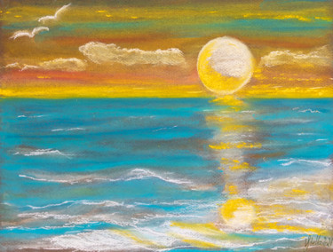 "Coucher de lune" başlıklı Tablo Vstella tarafından, Orijinal sanat, Pastel Diğer sert panel üzerine monte edilmiş