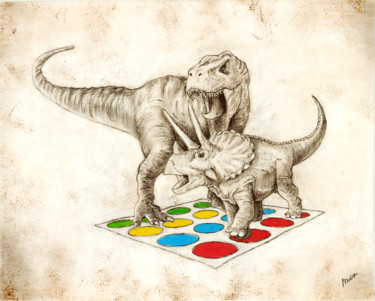 「Jurassic Twister」というタイトルの描画 Vladimir Tyuryaevによって, オリジナルのアートワーク, 鉛筆