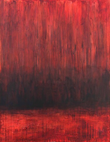 Painting titled "Mar Rojo" by Vuhed, Original Artwork, Acrylic Mounted on Wood Stretcher frame
