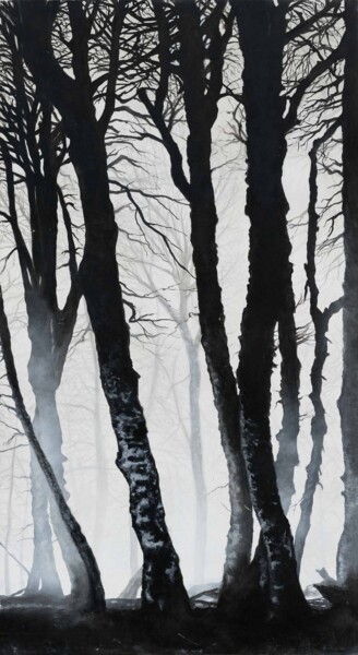 Painting titled "Bosque Vasco" by Vuhed, Original Artwork, Acrylic Mounted on Wood Panel