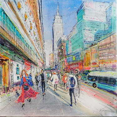 Peinture intitulée "TO EMPIRE STATE" par Raluca Vulcan, Œuvre d'art originale